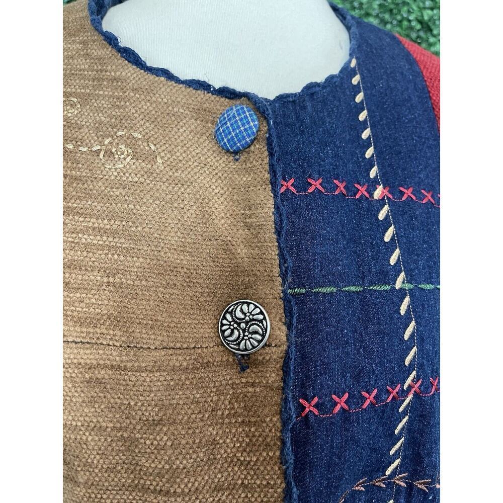 Koret City Blues Embroidered Patchwork Jacket Women 20W Floral Denim Vintage 80s - Picture 12 of 14